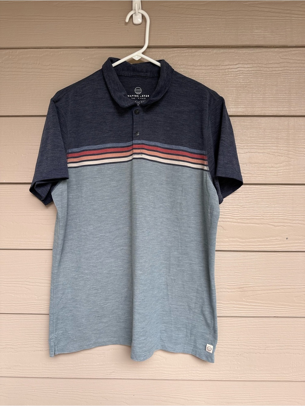 Marine Layer Men's Air Stripe Polo Short Sleeve Shirt Top Size ? (C8)